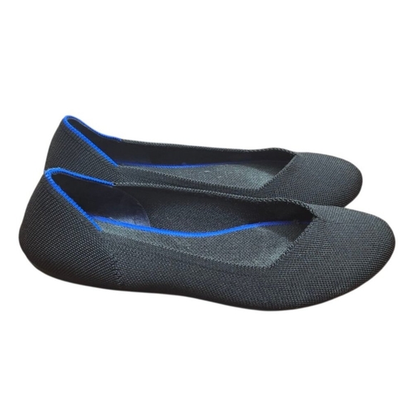 Rothy’s The Flat Black Blue Trim Women’s Size W9EU 40 Washable Knit Ballet Shoes - Picture 5 of 12